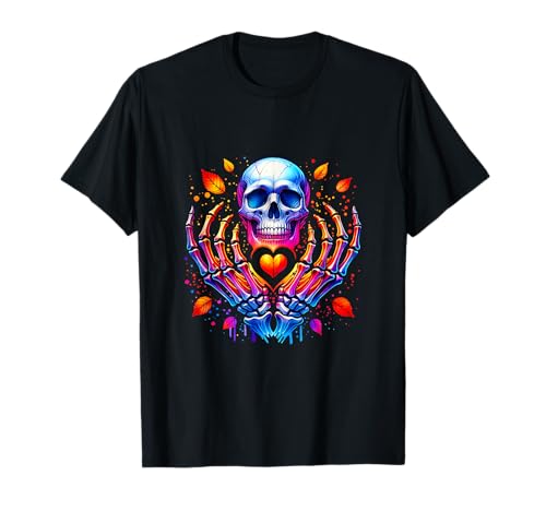 Halloween Kostüm Skelett Hände Herz Damen Herren T-Shirt von Halloween Party I creepy spooky Shirts