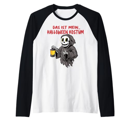 Halloween Kostüm Kinder lustiges Sensenmann Zombie Skelett Raglan von Halloween Party Kostüm Damen Grusel Deko Geschenk
