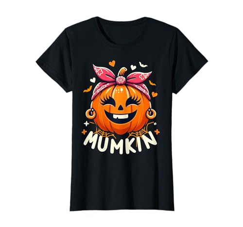 Damen Jack O Lantern Mumkin Mum Kürbis Wimpern Halloween Mutter T-Shirt Damen Jack O Lantern Mumkin Mum Kürbis Wimpern Halloween Mutter T-Shirt von Halloween Party October Holiday Mummy Apparel