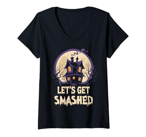Damen Lass Uns zerschlagen Halloween T-Shirt mit V-Ausschnitt Damen Lass Uns zerschlagen Halloween T-Shirt mit V-Ausschnitt von Halloween Party