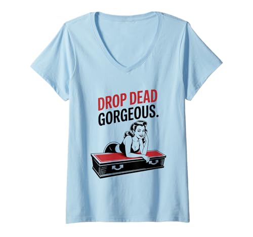 Damen Halloween-Pinup-Mädchen T-Shirt mit V-Ausschnitt von Halloween Phiz