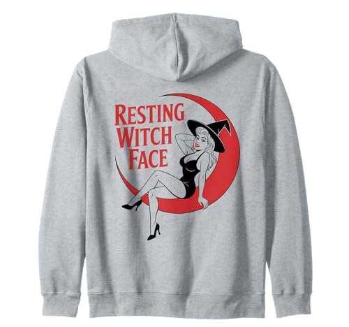 Halloween-Hexe mit Pinup-Mädchen Kapuzenjacke von Halloween Phiz