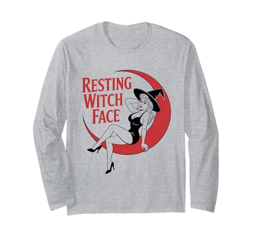 Halloween-Hexe mit Pinup-Mädchen Langarmshirt von Halloween Phiz