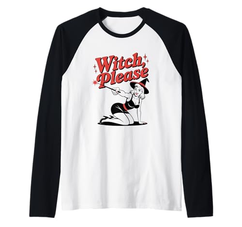 Halloween-Hexe mit Pinup-Mädchen Raglan von Halloween Phiz