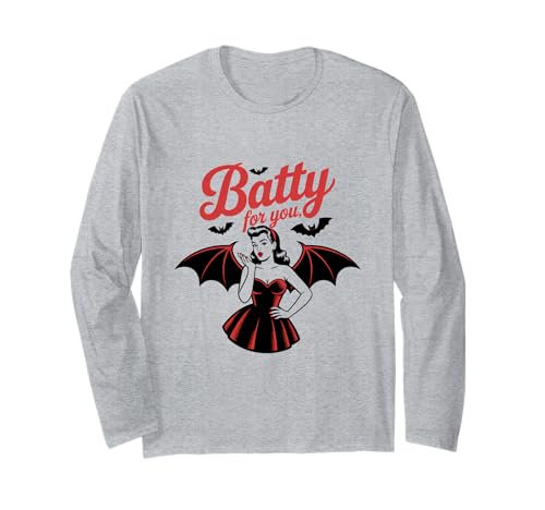Halloween Pinup Girl Batty für Dich Langarmshirt von Halloween Phiz