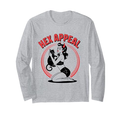 Halloween Pinup Girl Hexe Hex Appeal Langarmshirt von Halloween Phiz