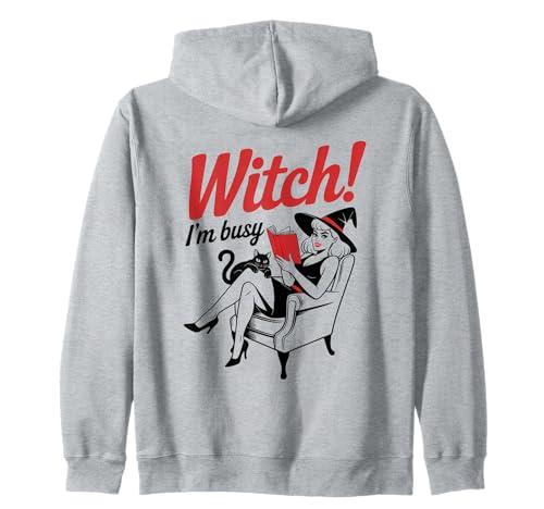 Halloween-Pinup-Girl-Hexe Ich Bin beschäftigt Kapuzenjacke von Halloween Phiz
