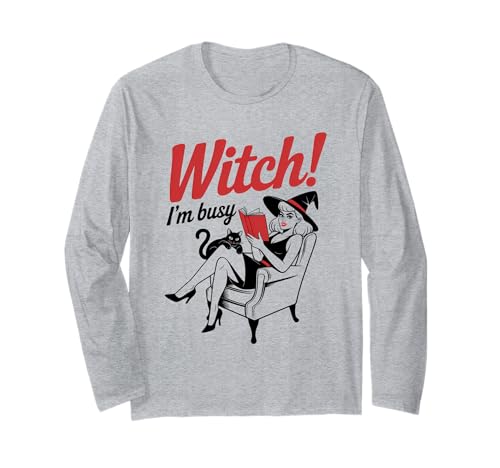 Halloween-Pinup-Girl-Hexe Ich Bin beschäftigt Langarmshirt von Halloween Phiz