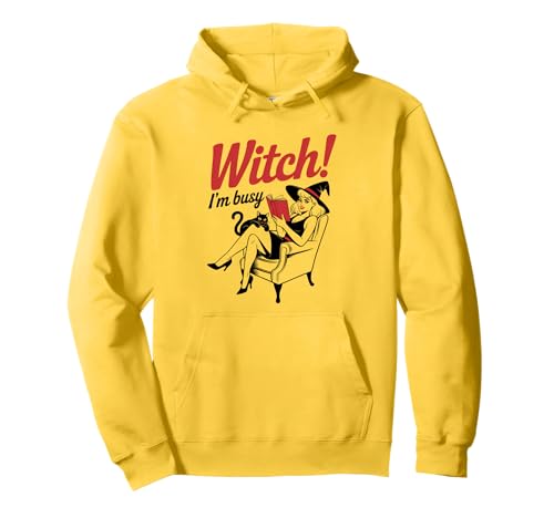 Halloween-Pinup-Girl-Hexe Ich Bin beschäftigt Pullover Hoodie von Halloween Phiz