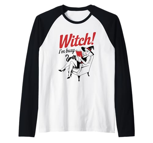 Halloween-Pinup-Girl-Hexe Ich Bin beschäftigt Raglan von Halloween Phiz