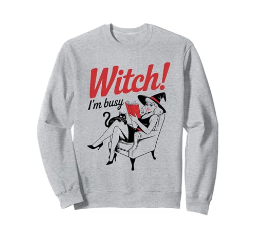Halloween-Pinup-Girl-Hexe Ich Bin beschäftigt Sweatshirt von Halloween Phiz