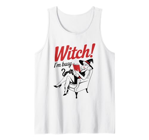 Halloween-Pinup-Girl-Hexe Ich Bin beschäftigt Tank Top von Halloween Phiz