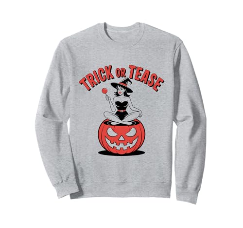 Halloween-Pinup-Girl-Trick oder -Tease Sweatshirt von Halloween Phiz
