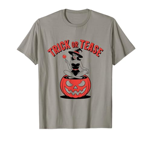 Halloween-Pinup-Girl-Trick oder -Tease T-Shirt von Halloween Phiz