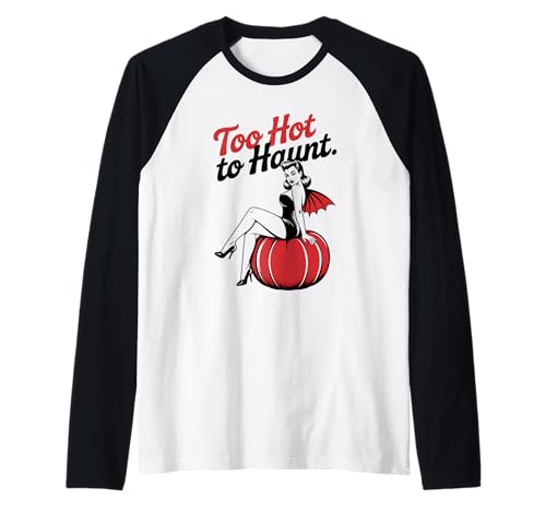 Halloween-Pinup-Girl ist zu heiß zum Jagen Raglan von Halloween Phiz