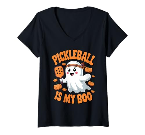 Damen Pickleball is My Boo Ghost Halloween Fun T-Shirt mit V-Ausschnitt Damen Pickleball is My Boo Ghost Halloween Fun T-Shirt mit V-Ausschnitt von Halloween Pickleball Ghost Pumpkin Fun