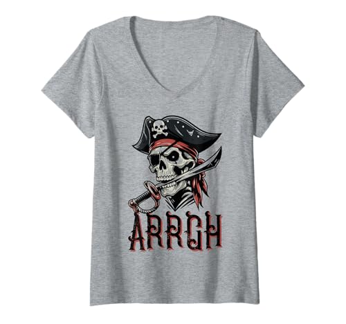 Damen Arrgh Halloween Piratenkostüm T-Shirt mit V-Ausschnitt Damen Arrgh Halloween Piratenkostüm T-Shirt mit V-Ausschnitt von Halloween Pirate Clothing & Costumes