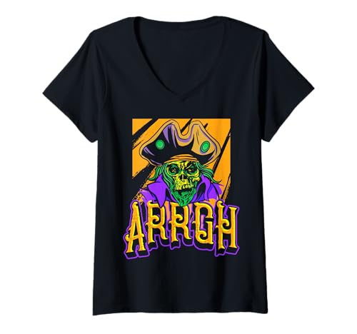 Damen Arrgh Halloween Piratenkostüm T-Shirt mit V-Ausschnitt Damen Arrgh Halloween Piratenkostüm T-Shirt mit V-Ausschnitt von Halloween Pirate Clothing & Costumes
