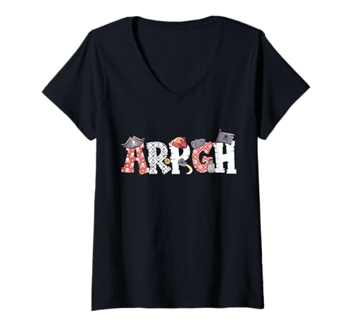 Damen Arrgh Halloween Piratenkostüm T-Shirt mit V-Ausschnitt Damen Arrgh Halloween Piratenkostüm T-Shirt mit V-Ausschnitt von Halloween Pirate Clothing & Costumes