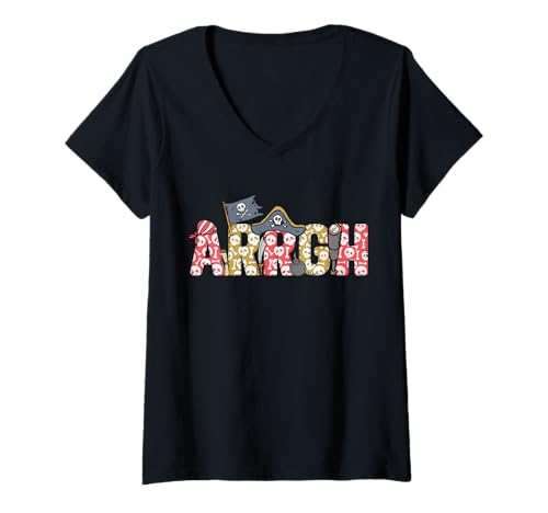 Damen Arrgh Halloween Piratenkostüm T-Shirt mit V-Ausschnitt Damen Arrgh Halloween Piratenkostüm T-Shirt mit V-Ausschnitt von Halloween Pirate Clothing & Costumes