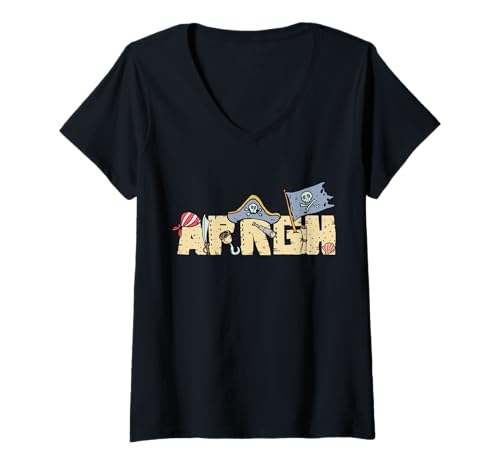 Damen Arrgh Halloween Piratenkostüm T-Shirt mit V-Ausschnitt Damen Arrgh Halloween Piratenkostüm T-Shirt mit V-Ausschnitt von Halloween Pirate Clothing & Costumes