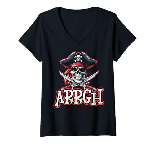 Damen Arrgh Halloween Piratenkostüm T-Shirt mit V-Ausschnitt Damen Arrgh Halloween Piratenkostüm T-Shirt mit V-Ausschnitt von Halloween Pirate Clothing & Costumes