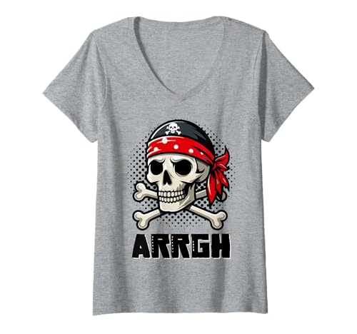 Damen Arrgh Halloween Piratenkostüm T-Shirt mit V-Ausschnitt Damen Arrgh Halloween Piratenkostüm T-Shirt mit V-Ausschnitt von Halloween Pirate Clothing & Costumes