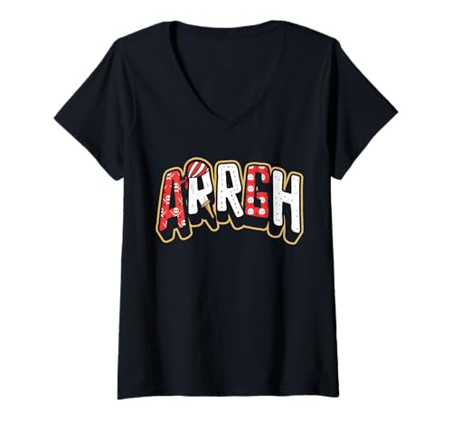 Damen Arrgh Halloween Piratenkostüm T-Shirt mit V-Ausschnitt Damen Arrgh Halloween Piratenkostüm T-Shirt mit V-Ausschnitt von Halloween Pirate Clothing & Costumes