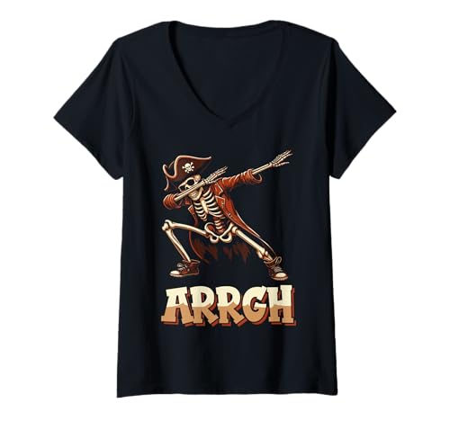 Damen Arrgh Halloween Piratenkostüm T-Shirt mit V-Ausschnitt Damen Arrgh Halloween Piratenkostüm T-Shirt mit V-Ausschnitt von Halloween Pirate Clothing & Costumes