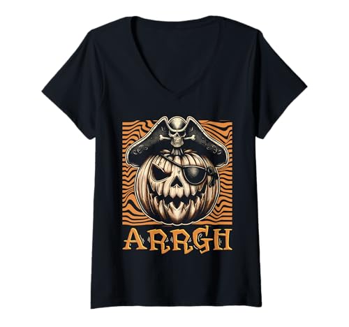 Damen Arrgh Halloween Piratenkostüm T-Shirt mit V-Ausschnitt Damen Arrgh Halloween Piratenkostüm T-Shirt mit V-Ausschnitt von Halloween Pirate Clothing & Costumes