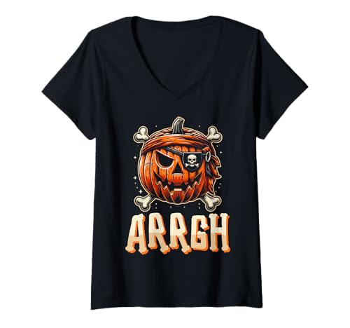 Damen Arrgh Halloween Piratenkostüm T-Shirt mit V-Ausschnitt Damen Arrgh Halloween Piratenkostüm T-Shirt mit V-Ausschnitt von Halloween Pirate Clothing & Costumes