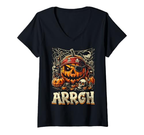 Damen Arrgh Halloween Piratenkostüm T-Shirt mit V-Ausschnitt Damen Arrgh Halloween Piratenkostüm T-Shirt mit V-Ausschnitt von Halloween Pirate Clothing & Costumes