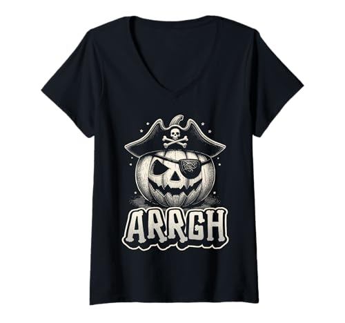 Damen Arrgh Halloween Piratenkostüm T-Shirt mit V-Ausschnitt Damen Arrgh Halloween Piratenkostüm T-Shirt mit V-Ausschnitt von Halloween Pirate Clothing & Costumes