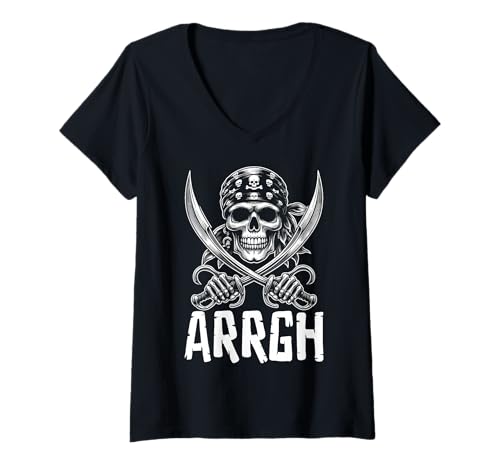 Damen Arrgh Halloween Piratenkostüm T-Shirt mit V-Ausschnitt Damen Arrgh Halloween Piratenkostüm T-Shirt mit V-Ausschnitt von Halloween Pirate Clothing & Costumes