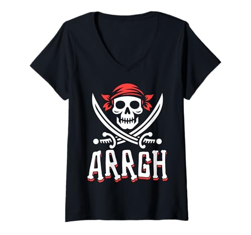 Damen Arrgh Halloween Piratenkostüm T-Shirt mit V-Ausschnitt Damen Arrgh Halloween Piratenkostüm T-Shirt mit V-Ausschnitt von Halloween Pirate Clothing & Costumes