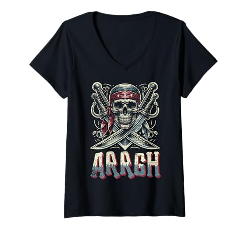 Damen Arrgh Halloween Piratenkostüm T-Shirt mit V-Ausschnitt Damen Arrgh Halloween Piratenkostüm T-Shirt mit V-Ausschnitt von Halloween Pirate Clothing & Costumes