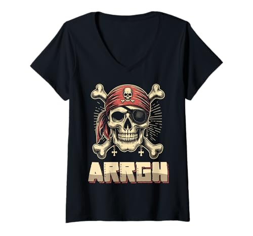 Damen Arrgh Halloween Piratenkostüm T-Shirt mit V-Ausschnitt Damen Arrgh Halloween Piratenkostüm T-Shirt mit V-Ausschnitt von Halloween Pirate Clothing & Costumes