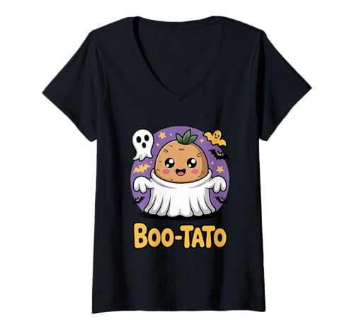 Damen Boo-tato Lustiges Halloween-Kostüm T-Shirt mit V-Ausschnitt Damen Boo-tato Lustiges Halloween-Kostüm T-Shirt mit V-Ausschnitt von Halloween Potato Costume Apparel