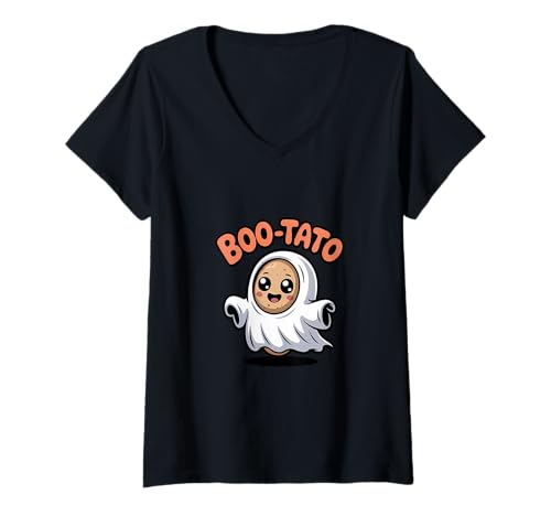 Damen Boo-tato Lustiges Halloween-Kostüm T-Shirt mit V-Ausschnitt Damen Boo-tato Lustiges Halloween-Kostüm T-Shirt mit V-Ausschnitt von Halloween Potato Costume Apparel