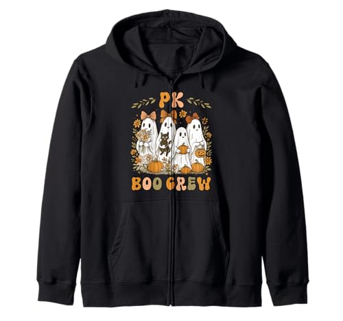 PK Boo Crew Prek Teacher Halloween Preppy Floral Ghost Damen Kapuzenjacke PK Boo Crew Prek Teacher Halloween Preppy Floral Ghost Damen Kapuzenjacke von Halloween Pre K Teacher PK Coquette Bow Girly Kids