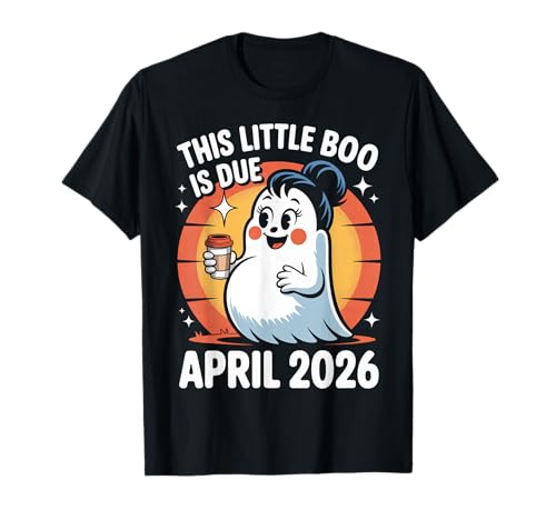 Halloween Schwangerschaft Due April 2026 Boo Ghost Messy Bun Mama T-Shirt von Halloween Pregancy Tees NYC