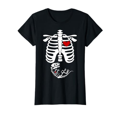 Damen Schwangere Halloween Kostüm Dinosaurier Skelett Schwangere Mama T-Shirt Damen Schwangere Halloween Kostüm Dinosaurier Skelett Schwangere Mama T-Shirt von Halloween Pregnancy T Rex Costume Gift For Mom