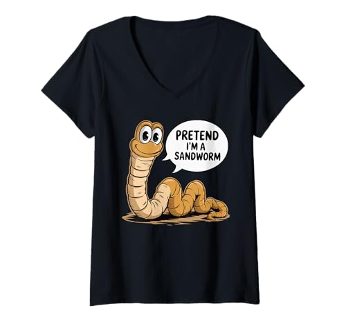 Damen Lustiges Halloween-Kostüm Pretend I'm A Sandworm T-Shirt mit V-Ausschnitt Damen Lustiges Halloween-Kostüm Pretend I'm A Sandworm T-Shirt mit V-Ausschnitt von Halloween Pretend I'M A Sandworm Costume Apparel