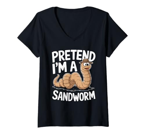 Damen Lustiges Halloween-Kostüm Pretend I'm A Sandworm T-Shirt mit V-Ausschnitt Damen Lustiges Halloween-Kostüm Pretend I'm A Sandworm T-Shirt mit V-Ausschnitt von Halloween Pretend I'M A Sandworm Costume Apparel