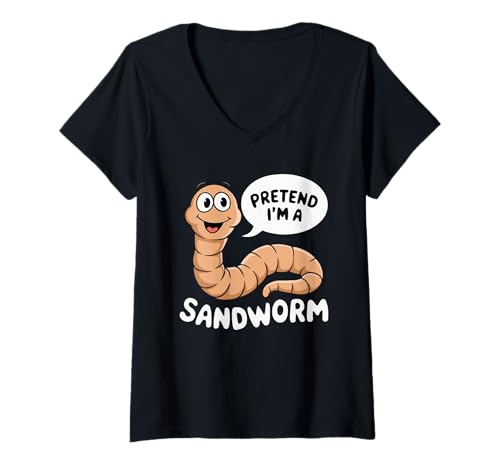Damen Lustiges Halloween-Kostüm Pretend I'm A Sandworm T-Shirt mit V-Ausschnitt Damen Lustiges Halloween-Kostüm Pretend I'm A Sandworm T-Shirt mit V-Ausschnitt von Halloween Pretend I'M A Sandworm Costume Apparel