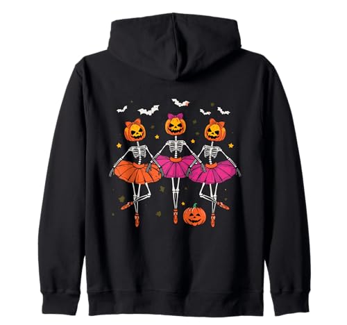 Halloween Ballerina Skelette mit Kürbissen und Fledermäusen Mädchen Kapuzenjacke Halloween Ballerina Skelette mit Kürbissen und Fledermäusen Mädchen Kapuzenjacke von Halloween Pumpkin Ballerina Skeleton Dance Party