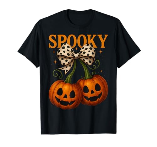 Halloween Kürbis Kirschen Herbst Mädchen Gruselige Jahreszeit T-Shirt von Halloween Pumpkin Cherry Shirt