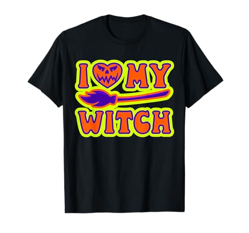 I Love My Witch Ich liebe meine Hexe Männer Frauen Halloween T-Shirt von Halloween Pumpkin Creepy Scary Accessories Gear
