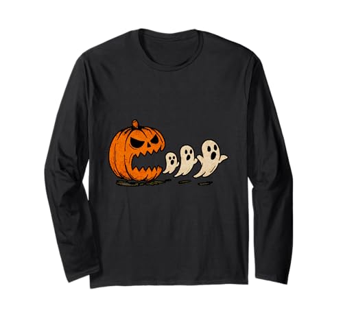 Lustiger Halloween-Kürbis isst Geister Boo Männer Frauen Kinder Langarmshirt Lustiger Halloween-Kürbis isst Geister Boo Männer Frauen Kinder Langarmshirt von Halloween Pumpkin Eating Ghosts Funny