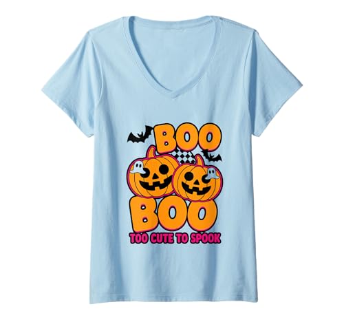 Damen Boo Boo ist zu süß, um den Halloween-Spaß zu erschrecken T-Shirt mit V-Ausschnitt Damen Boo Boo ist zu süß, um den Halloween-Spaß zu erschrecken T-Shirt mit V-Ausschnitt von Halloween Pumpkin Fun Boo Cute Spooky